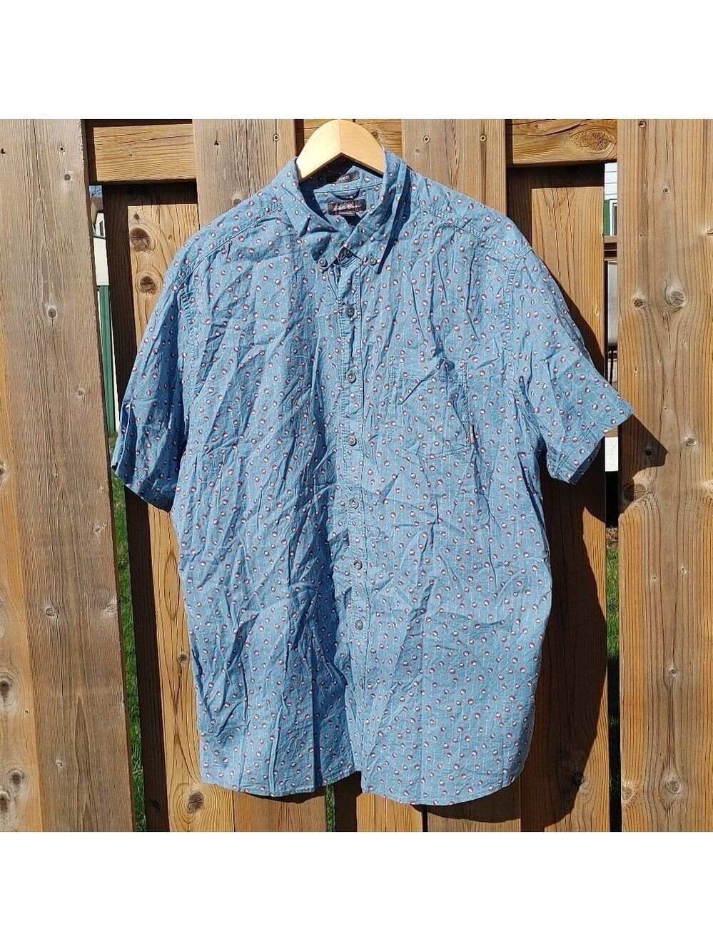 FUN EDDIE BAUER Classic Fit Fishing Bobber Classic Fit Button Down Shirt…